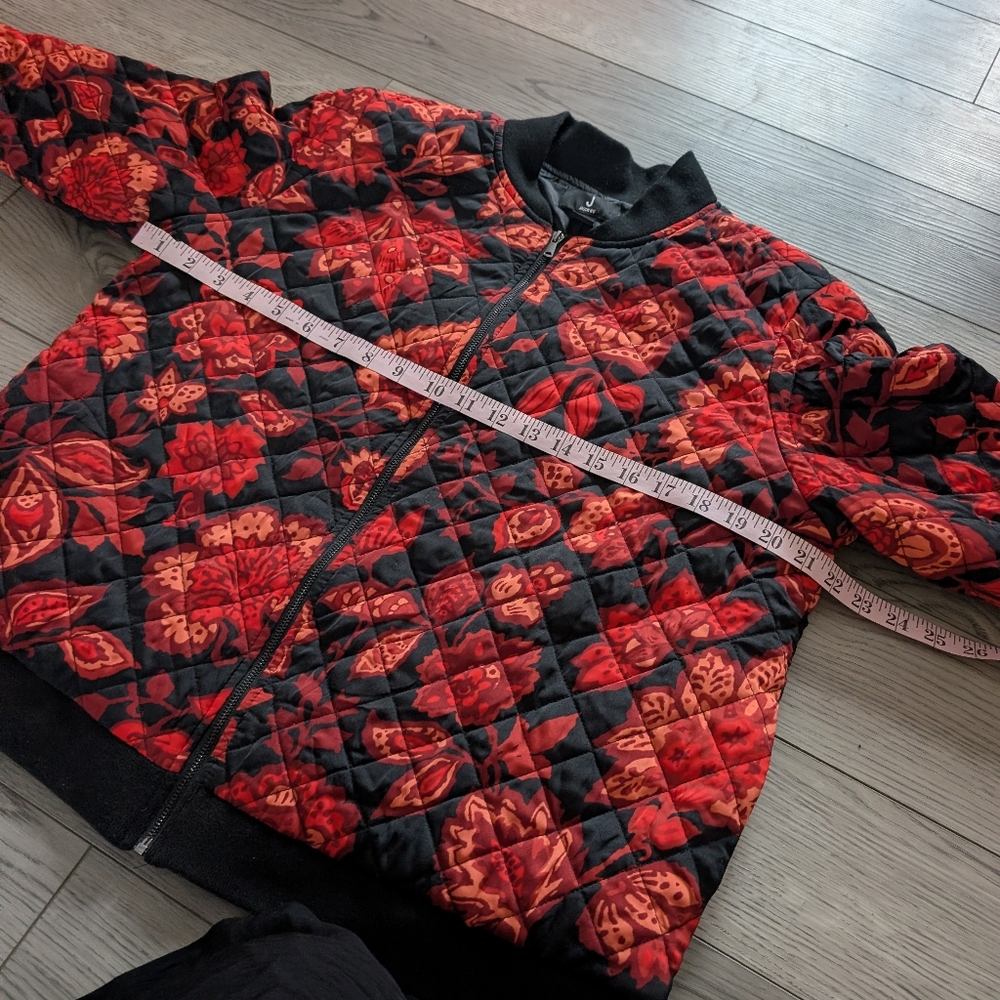 Jason Wu Red‎ Black Floral Quilted Bomber Jacket Size Medium - Picture 7 of 8